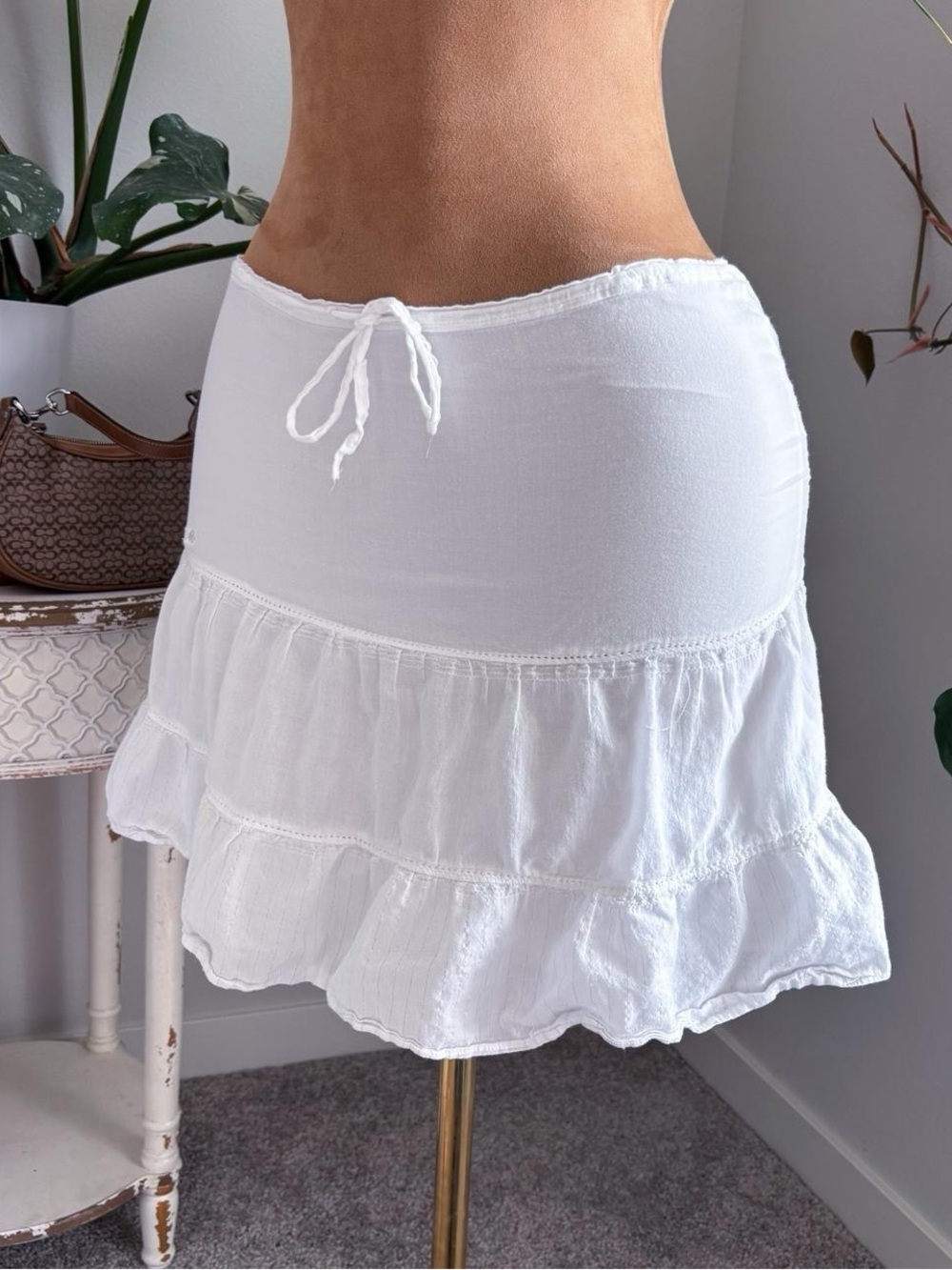 Abercrombie & Fitch 100% Cotton White Tiered Mini Skirt Size M